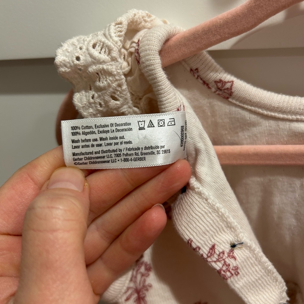 Gerber Cream and Pink Baby Outfit